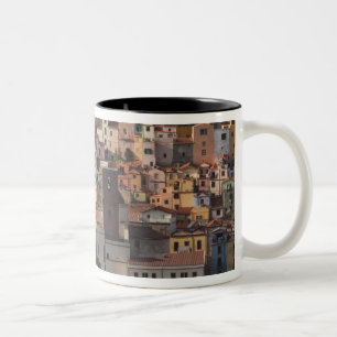Italy, Sardinia, Bosa. Town view with Castello Two-Tone Coffee Mug