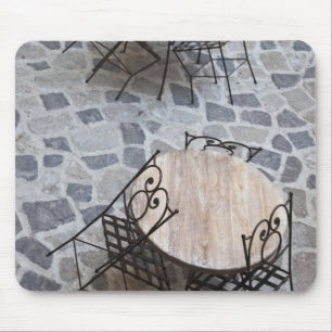 Italy, Sardinia, Castelsardo. Cafe tables. Mouse Mat