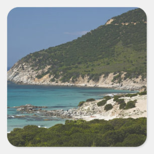 Italy, Sardinia, Solanas. Beach. Square Sticker