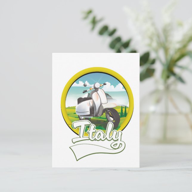 Italy Scooter Travel logo Holiday Postcard (Standing Front)