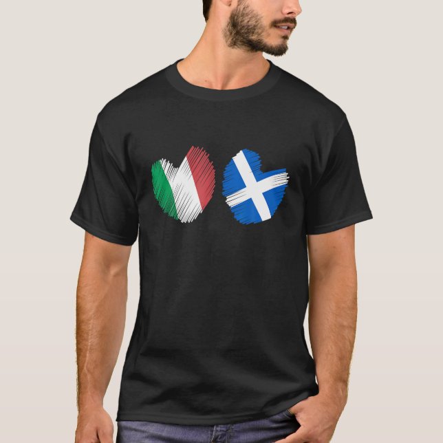 Italy Scotland Heart Italian Flag Scottish Flag Gr T-Shirt (Front)