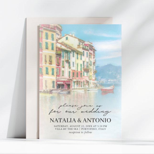 Italy Sea | Portofino Watercolor Wedding Invitation (Creator Uploaded)