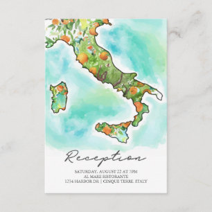 Italy Sea   Watercolor Map Wedding Reception Enclosure Card