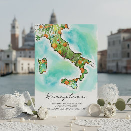 Italy Sea | Watercolor Map Wedding Reception Enclosure Card