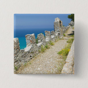 Italy, Sicily, Cefalu, Cliffside Walkway, La 15 Cm Square Badge
