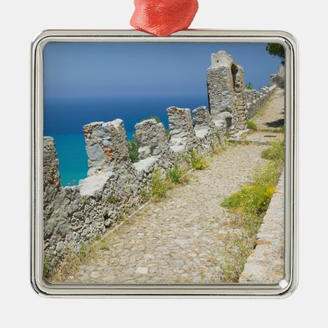 Italy, Sicily, Cefalu, Cliffside Walkway, La Metal Tree Decoration (Front)