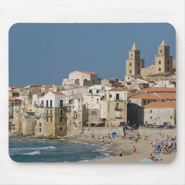 Italy, Sicily, Cefalu, Town View with Duomo from Mouse Mat (Front)