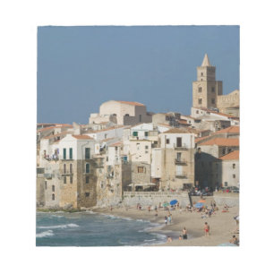 Italy, Sicily, Cefalu, Town View with Duomo from Notepad