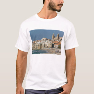 Italy, Sicily, Cefalu, Town View with Duomo from T-Shirt