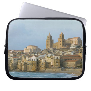 Italy, Sicily, Cefalu, View with Duomo from 2 Laptop Sleeve