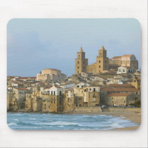Italy, Sicily, Cefalu, View with Duomo from 2 Mouse Mat