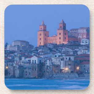 Italy, Sicily, Cefalu, View with Duomo from Coaster