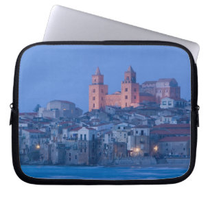 Italy, Sicily, Cefalu, View with Duomo from Laptop Sleeve