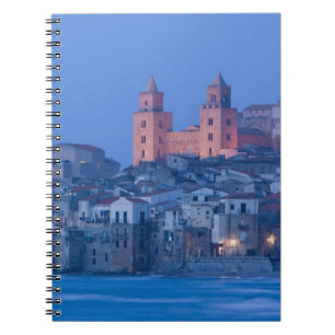 Italy, Sicily, Cefalu, View with Duomo from Notebook