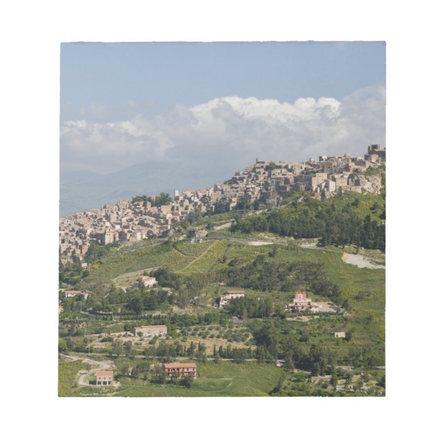 Italy, Sicily, Enna, Calascibetta, Morning View Notepad (Front)