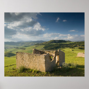 Italy, Sicily, Enna, Pergusa, Old Farmhouse Poster