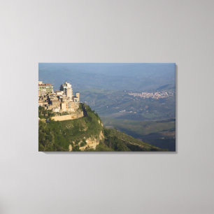 Italy, Sicily, Enna, Town View from Rocca di Canvas Print
