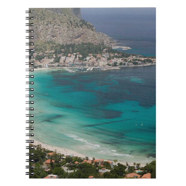 Italy, Sicily, Mondello, View of the beach from Notebook (Front)