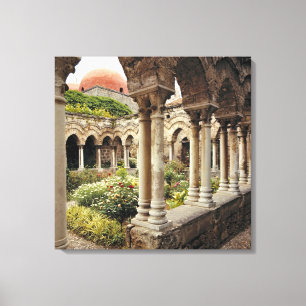 Italy, Sicily, Palermo. The cloisters survive as Canvas Print