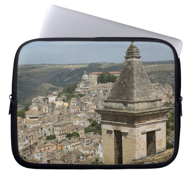 ITALY, Sicily, RAGUSA IBLA: Town View and Santa Laptop Sleeve (Front)