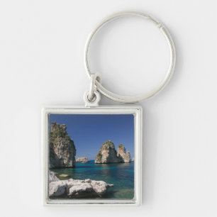 Italy, Sicily, Scopello, Rocks by Tonnara Key Ring