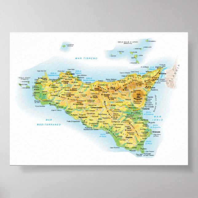 Italy - Sicily - Sicily Map - Poster (Front)