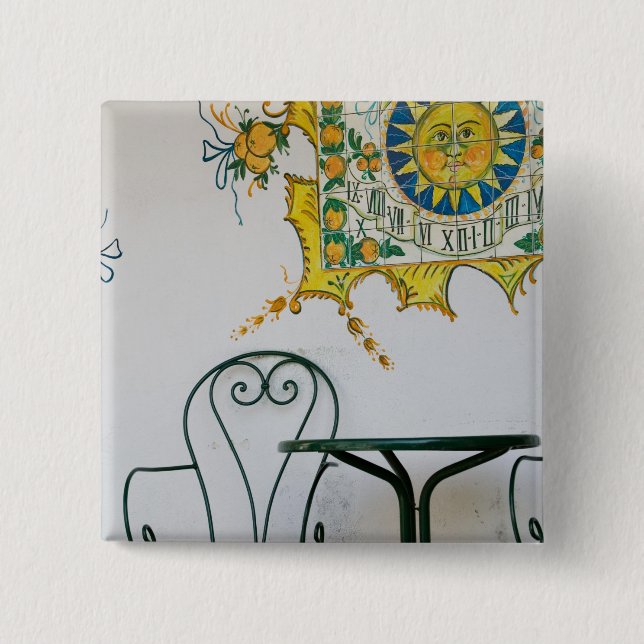 ITALY, Sicily, TAORMINA: Bam, Bar Cafe Detail 15 Cm Square Badge (Front)