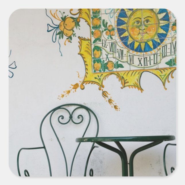 ITALY, Sicily, TAORMINA: Bam, Bar Cafe Detail Square Sticker (Front)