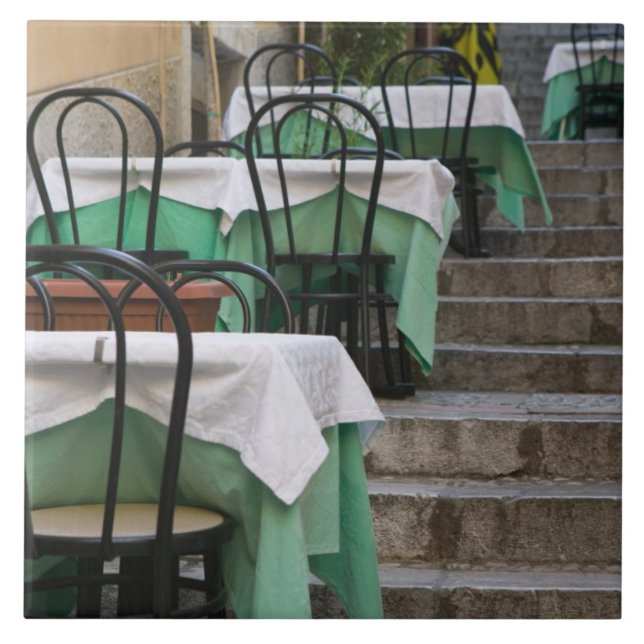 ITALY, Sicily, TAORMINA: Corso Umberto 1, Cafe Tile (Front)