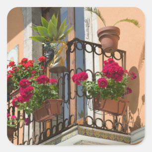 ITALY, Sicily, TAORMINA: Corso Umberto 1, Square Sticker