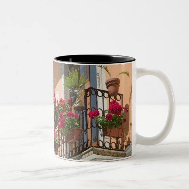 ITALY, Sicily, TAORMINA: Corso Umberto 1, Two-Tone Coffee Mug (Right)