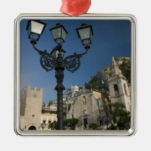 ITALY, Sicily, TAORMINA: Piazza iX Aprile, San Metal Tree Decoration