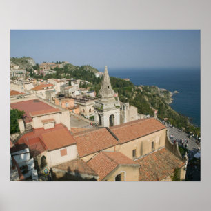 ITALY, Sicily, TAORMINA: View towards Piazza IX Poster
