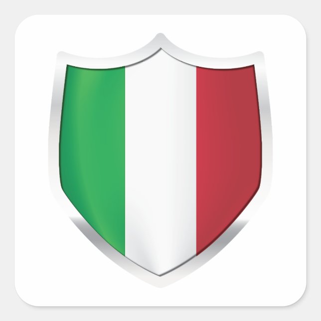 Italy Silver Shield Flag Square Sticker (Front)