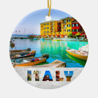 Italy Sirmione Lake Garda Waterfront Ceramic Tree Decoration