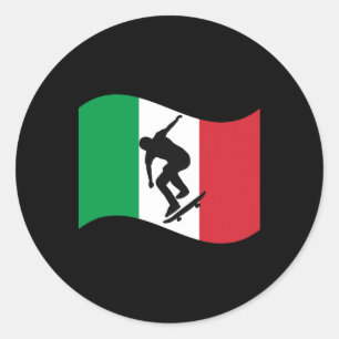Italy Skateboarding Graphic Country Flag Pride Ska Classic Round Sticker