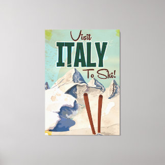 Italy Skiing Vintage travel poster Canvas Print
