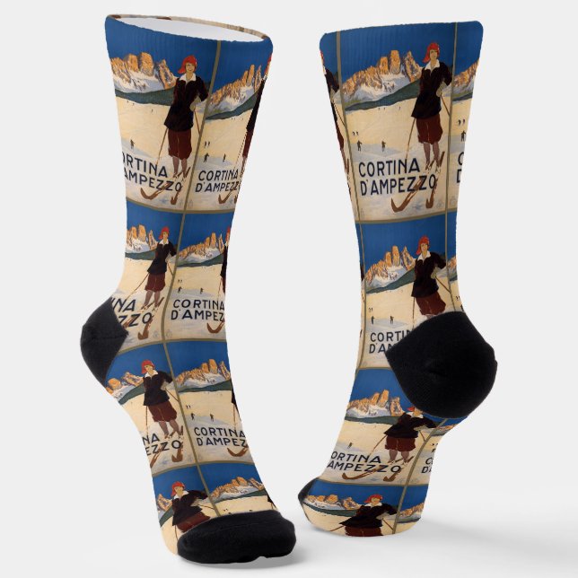 Italy Skiing vintage travel Socks (Angled)