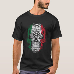 Italy Skull And Roses Flag T-Shirt