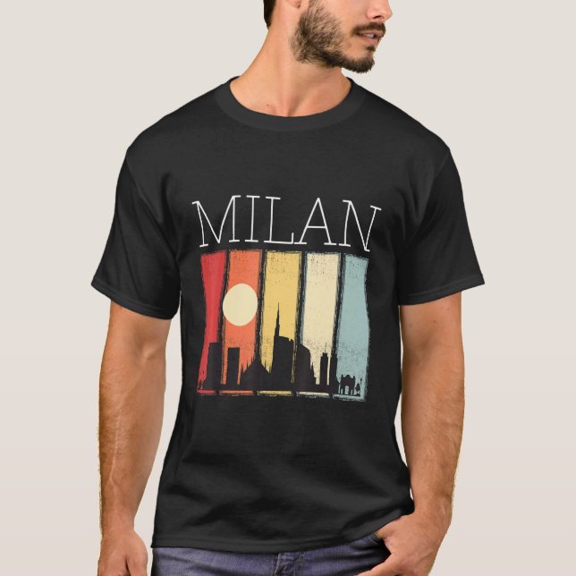 Italy Skyline Sunrise With Milan Cathedral Dom De  T-Shirt (Front)