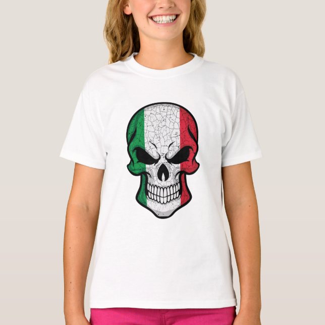 Italy Smiling Skull Flag T-Shirt (Front)