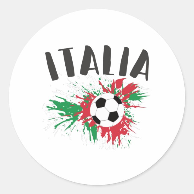 Italy Soccer Ball Grunge Flag Classic Round Sticker (Front)