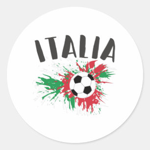 Italy Soccer Ball Grunge Flag Classic Round Sticker