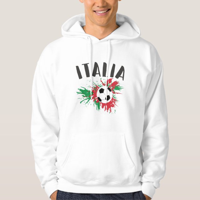 Italy Soccer Ball Grunge Flag Hoodie (Front)