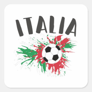 Italy Soccer Ball Grunge Flag Square Sticker