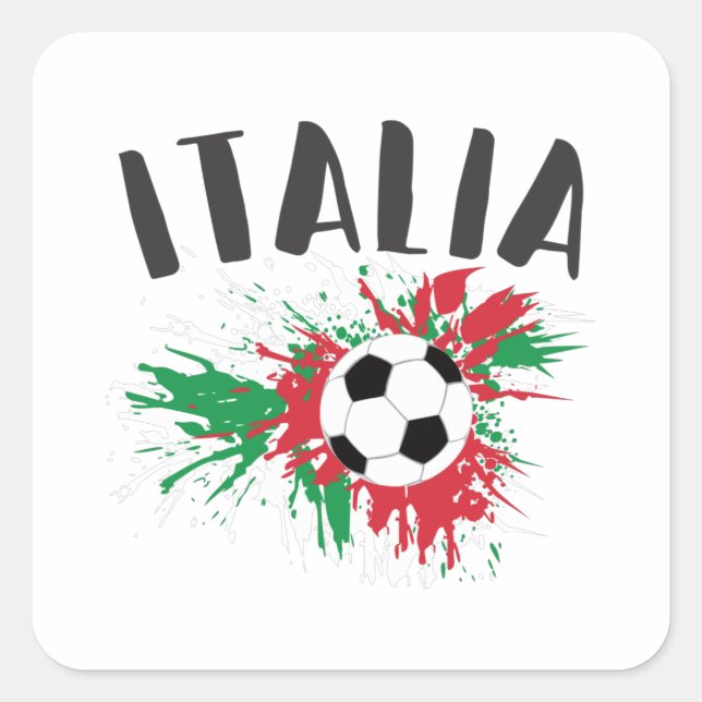 Italy Soccer Ball Grunge Flag Square Sticker (Front)
