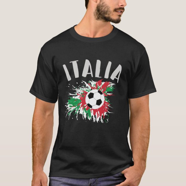 Italy Soccer Ball Grunge Flag T-Shirt (Front)
