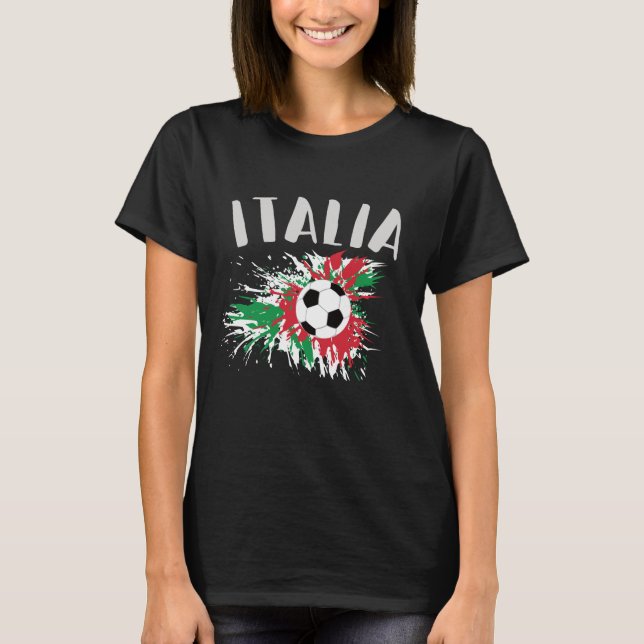 Italy Soccer Ball Grunge Flag T-Shirt (Front)