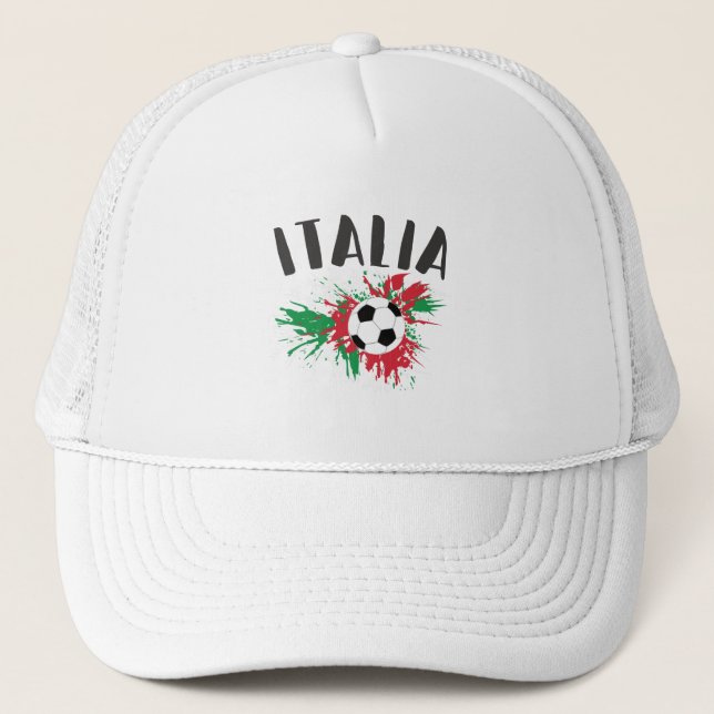 Italy Soccer Ball Grunge Flag Trucker Hat (Front)