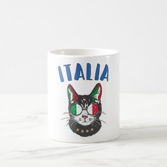 Italy Soccer Cat Mascot Italian Fan flag Coffee Mug (Center)